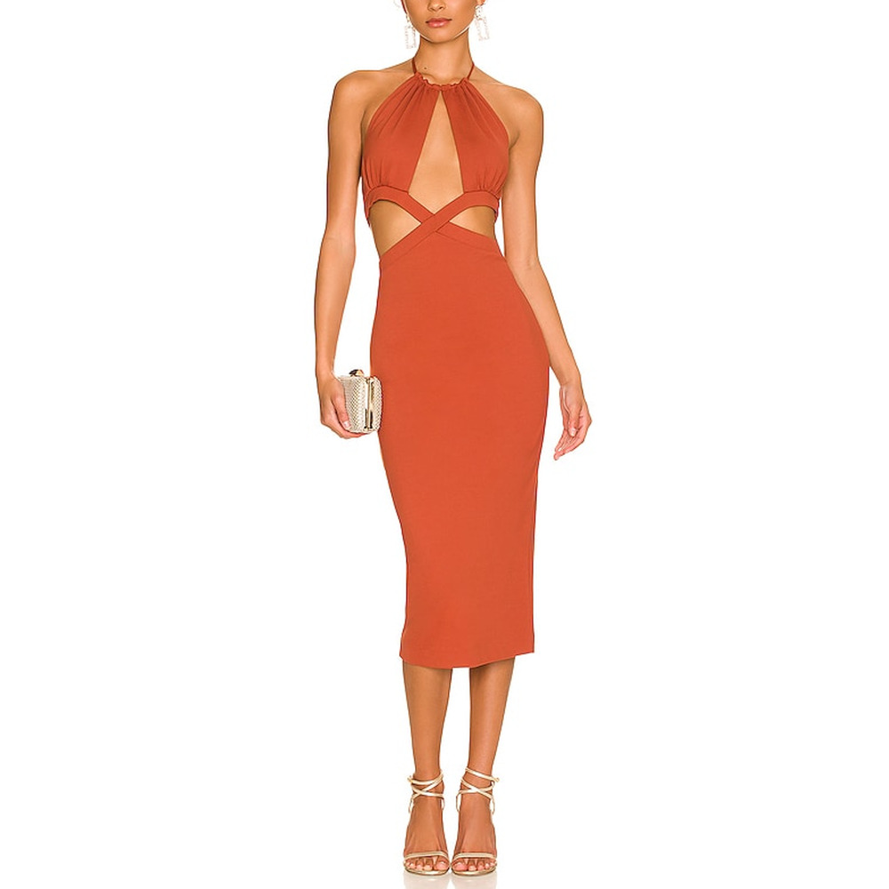 Camila Coelho 'Rida' Red Rayon Midi Dress Size XXS